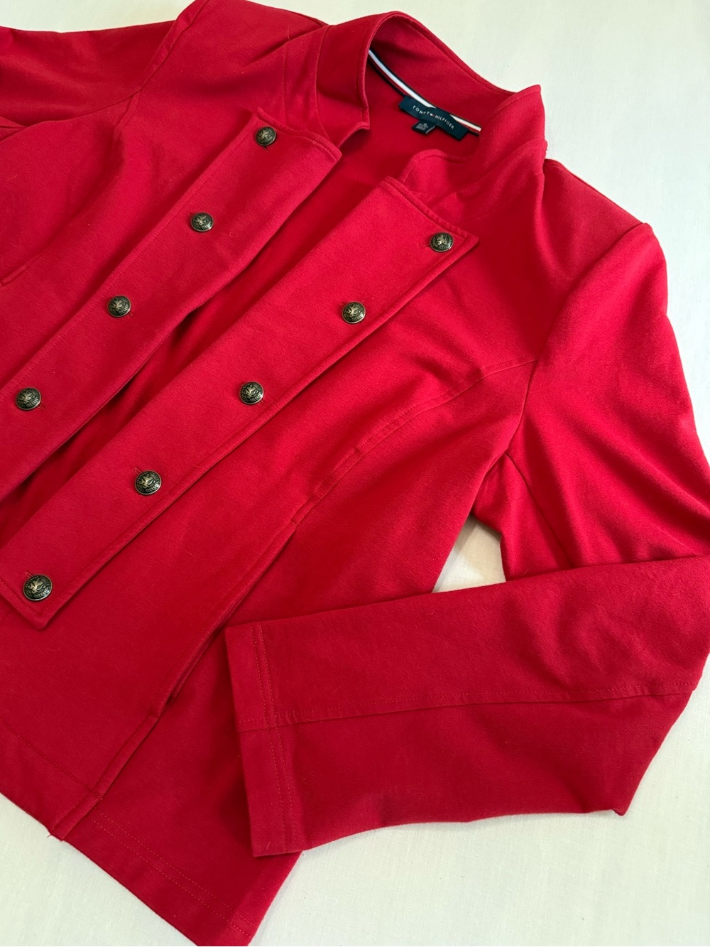 Tommy Hilfiger Red Military-Style Double-Breasted Jacket